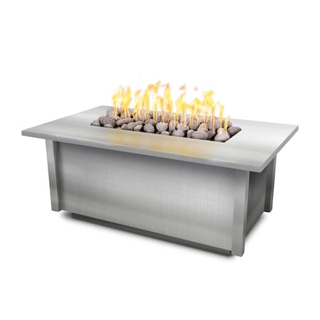 The Outdoor Plus 48 Rectangular Salinas Fire Table - Stainless Steel - Spark Ignition with Flame Sense - Natural Gas OPT-SALSS48FSEN-NG